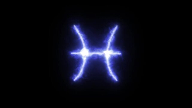 animated symbol glowing energy of the zodiac sign Pisces