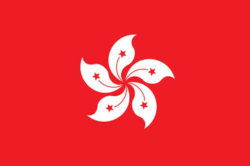 Vector flag of Hong Kong, a special administrative region of China. Accurate dimensions and official colors. This file is suitable for digital editing and printing of any size.