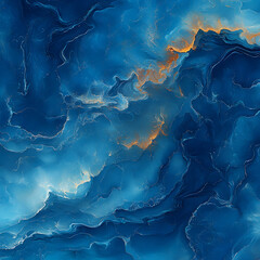 Gorgeous Abstract Space Nebula with Blue and Golden Highlights High Resolution Picture