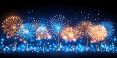 Obraz premium Festive Fireworks Display Illuminating Night Sky