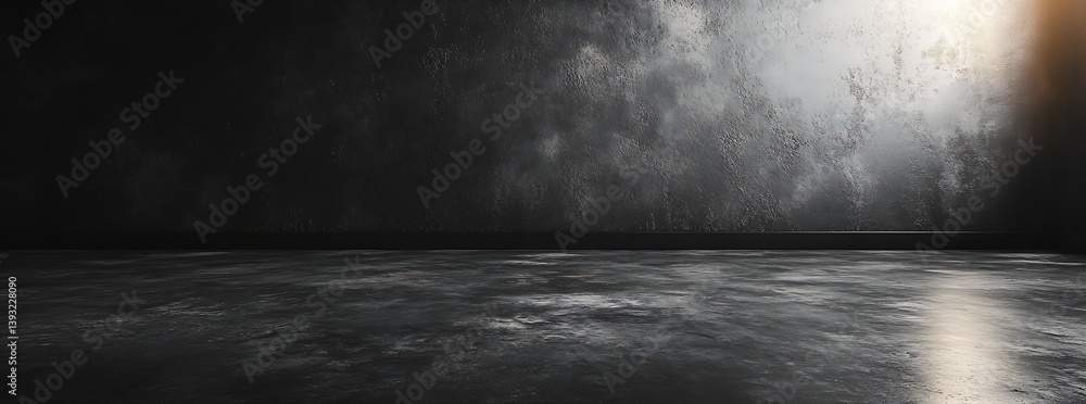 Aufkleber dark moody room interior with concrete wall and floor. empty grunge texture background with spot lig