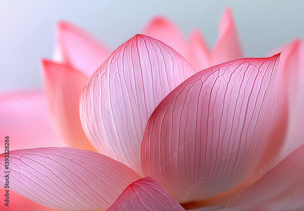 Poster delicate close up of a beautiful pink lotus flower petals showcasing intricate textures and soft col