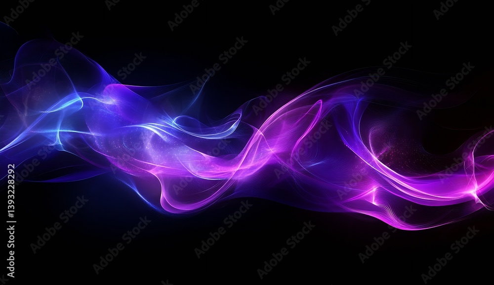 Poster abstract flowing colors in vibrant shades of purple and blue against a dark background for stunning 