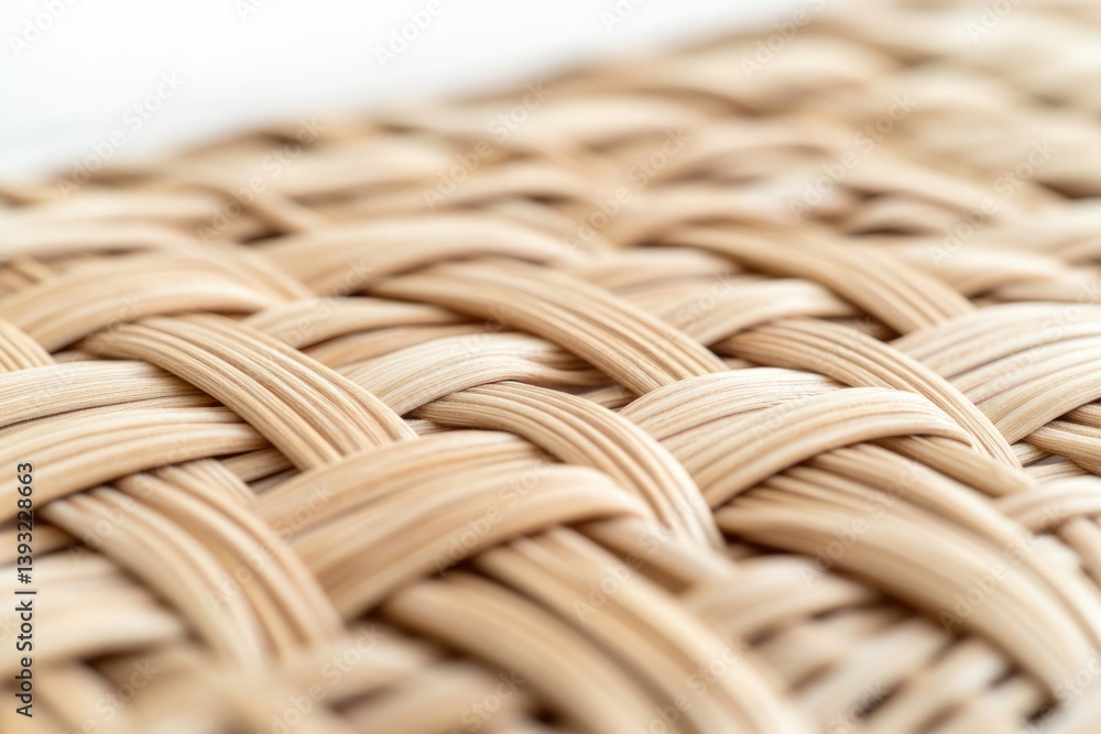 Poster capture intricate weave of wicker furniture through close-up lens showcasing natural texture and cra