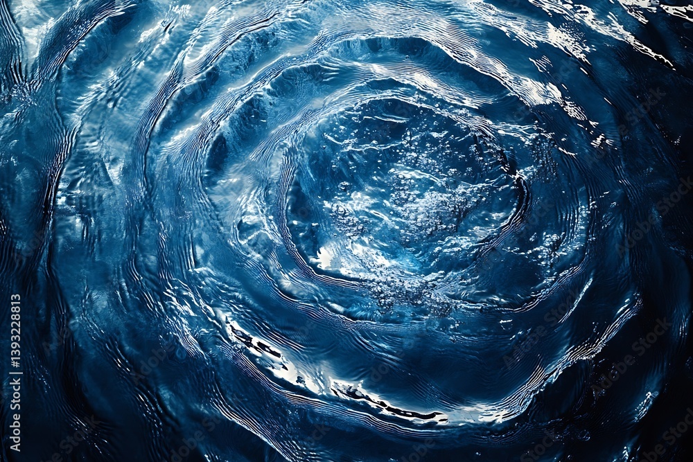 Poster abstract blue water vortex photograph capturing motion and light play on ripples and swirls for tran