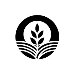 Minimalist Wheat Icon in Circle - Agriculture and Sustainability Logo