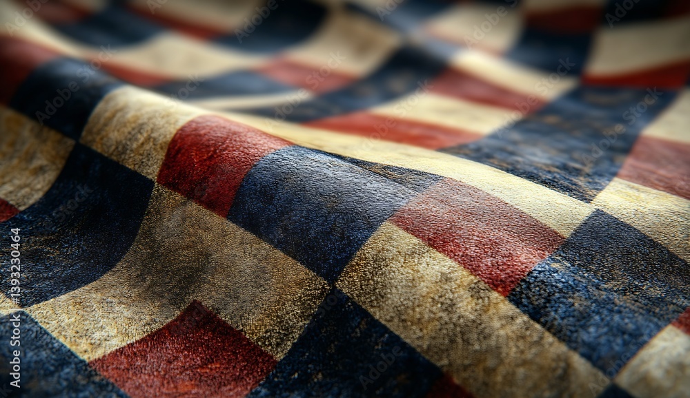 Leinwandbilder Intricate detailed design of a textured fabric showcasing a beautiful checkered pattern in rich tones : Generative AI