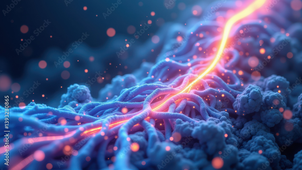 Aufkleber this is a digital illustration showcasing an intricately detailed representation of a vagal nerve wi