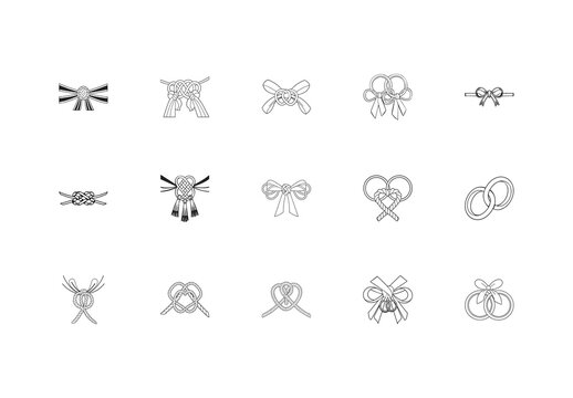 Black And White Elegant Wedding Knot Icons Set