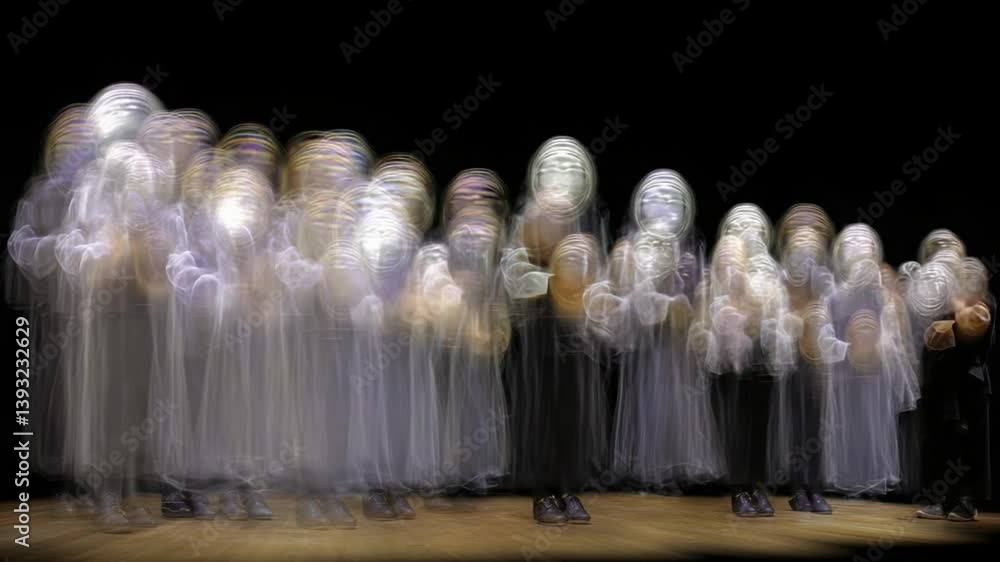Aufkleber Ghostly Figures Perform Ethereal Song in Darkened Space Generative AI