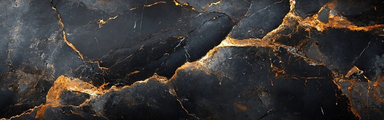 Dramatic Black Marble Texture with Golden Veins Luxury Stone Background for Interior Design and High End Visuals : Generative AI