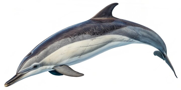 long beaked common dolphin isolated on white background