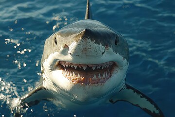 Fototapeta premium Closeup Of Large Shark In Ocean Water