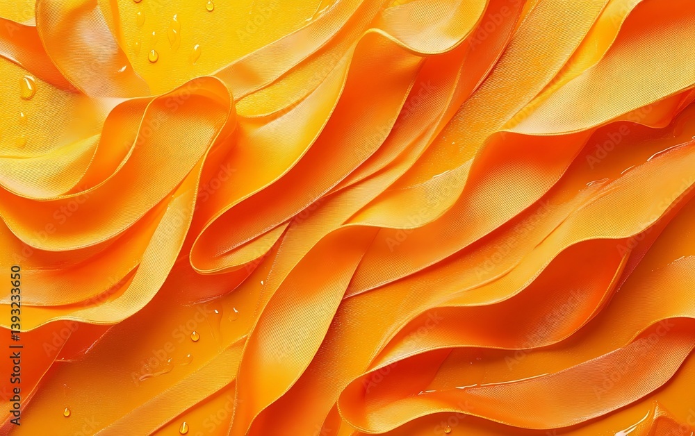 Poster abstract orange ribbon waves dynamic texture for backgrounds and designs conveying energy and creati