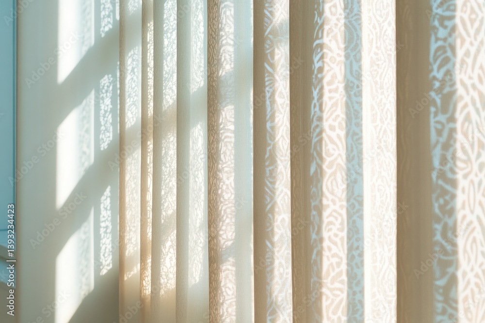 Aufkleber lacy curtains softly filtering sunlight their intricate patterns casting delicate shadows on wall