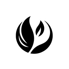 Elegant Black and White Leaf Logo, Minimalist Design