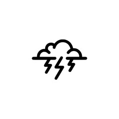 Minimalist Storm Icon: Cloud and Lightning Bolts on White