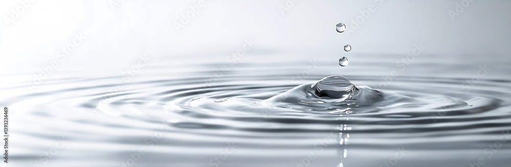 Leinwandbilder Water Drop Suspended Above Rippling Surface CloseUp Abstract Image Serene and Refreshing Natural Purity and Cleanliness : Generative AI