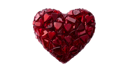 Red Hearts Mosaic Isolated, Romantic Love Symbol, cut out transparent
