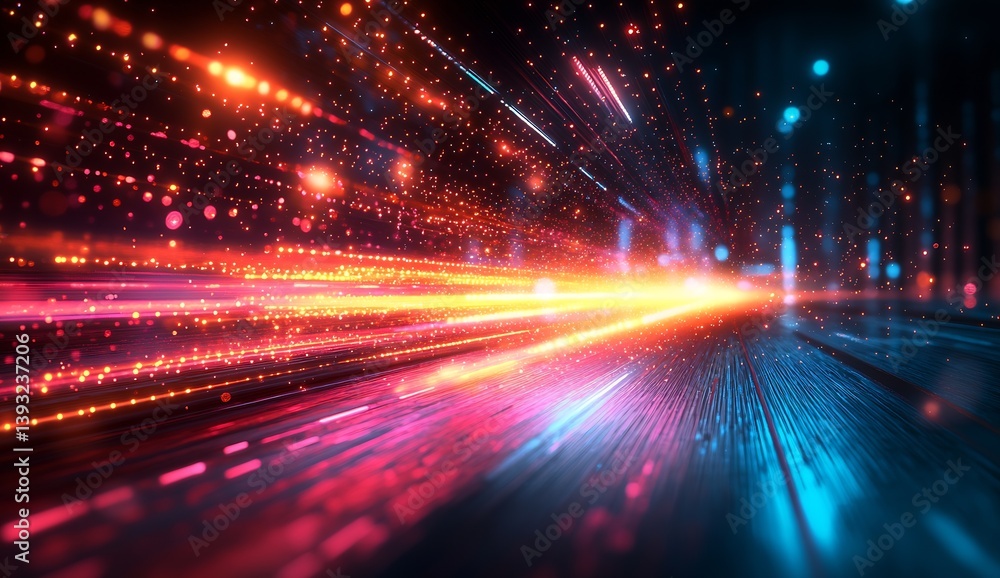 Aufkleber dynamic motion blur effect with vibrant colors illustrating a neon light speed background : generati