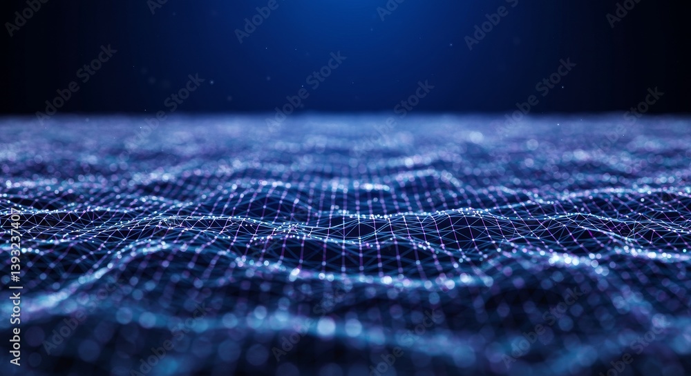 Aufkleber abstract network connections depth of field - network, connectivity, data flow, technology, abstract