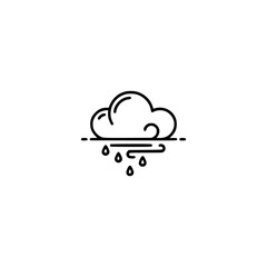 Minimalist Weather Icon: Cloud, Rain, and Wind Illustration