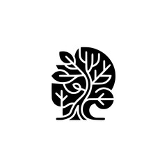 Minimalist Black and White Tree Logo Design for Nature & Wellness Brands