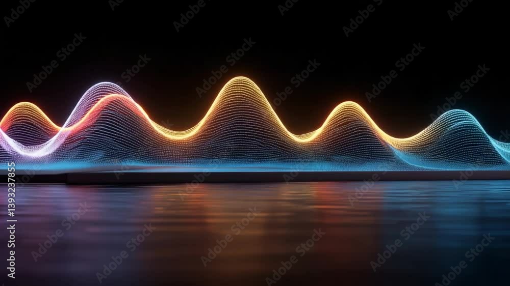 Poster dynamic digital sound waveforms create vibrant visual patterns generative ai