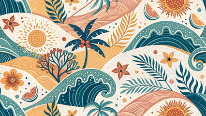 Tropical Beach Summer Paradise Pattern / Textile