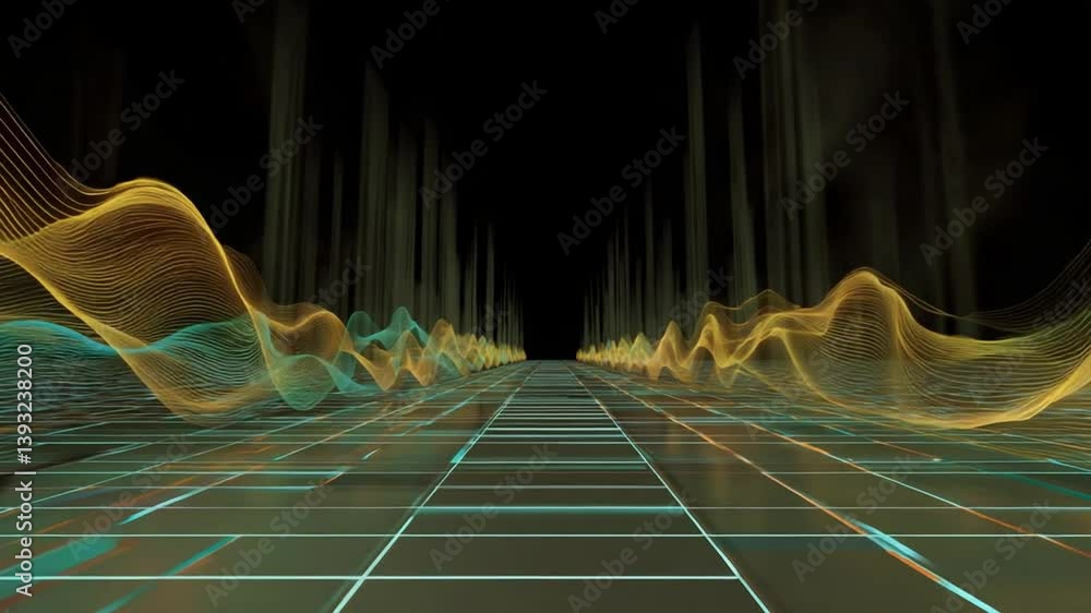 Aufkleber vibrant backgrounds from digital sound waveforms generative ai