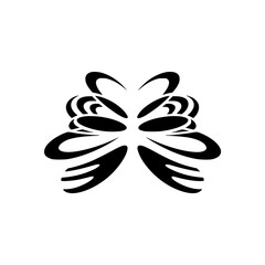 Modern Tribal-Inspired Butterfly Silhouette on Grayscale Background