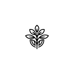 Minimalist Plant Logo: Black and White Nature Illustration