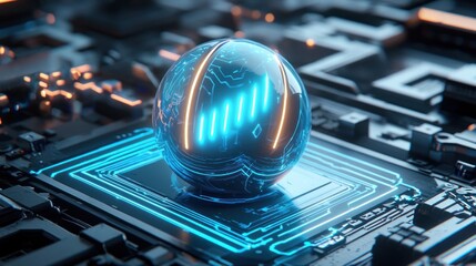 Futuristic Sphere on Advanced Circuit Board Technology