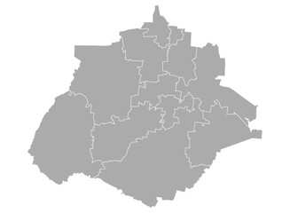 Fototapeta premium Educational and graphic map of the State of Aguascalientes in Mexico, with political division of the municipalities, for infographic or illustration