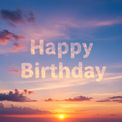 Happy Birthday lettering in the sky