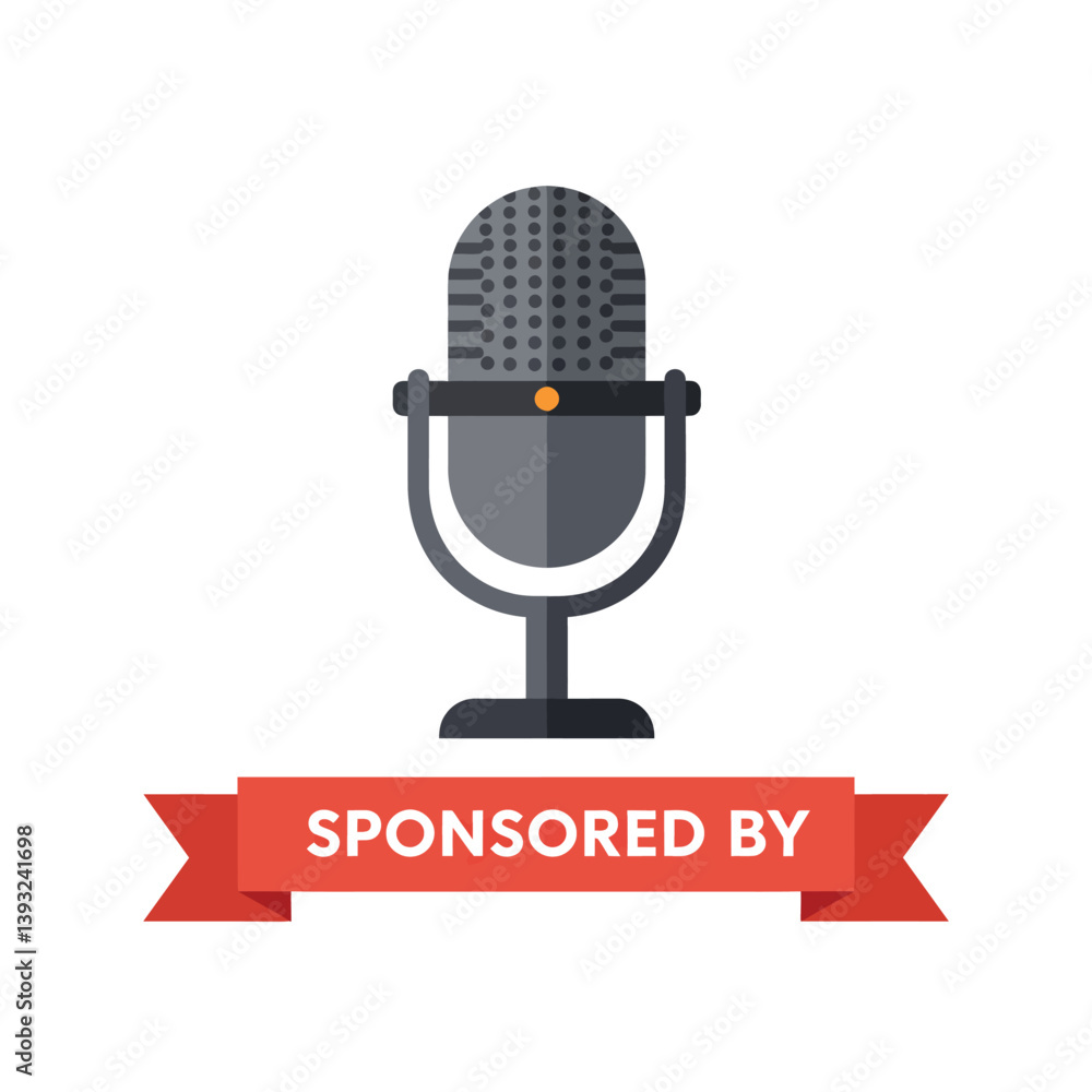 Poster microphone design in minimal style with bold colors and clean lines vector illustration