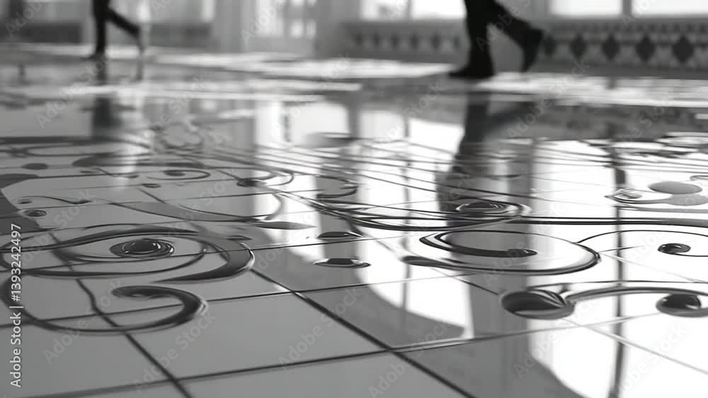 Poster floor with musical patterns invites creativity and movement generative ai