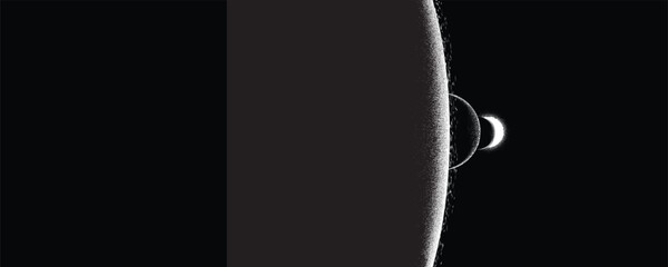 Star and planet in space. Futuristic landscape, with noise texture . Night landscape with starry sky .Vector illustration © miloje