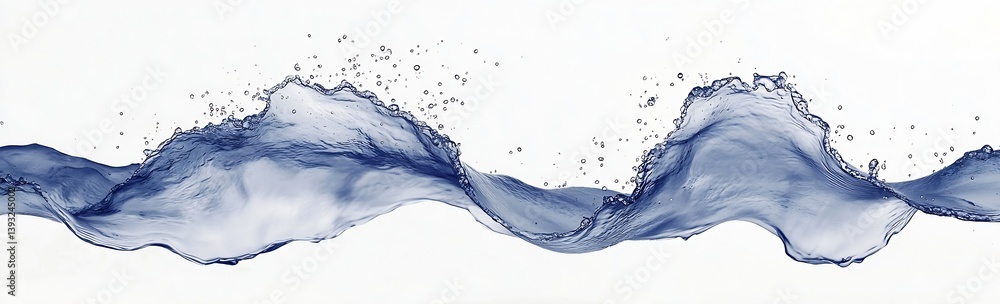 Poster dramatic water splash wave against white background captivating liquid art : generative ai