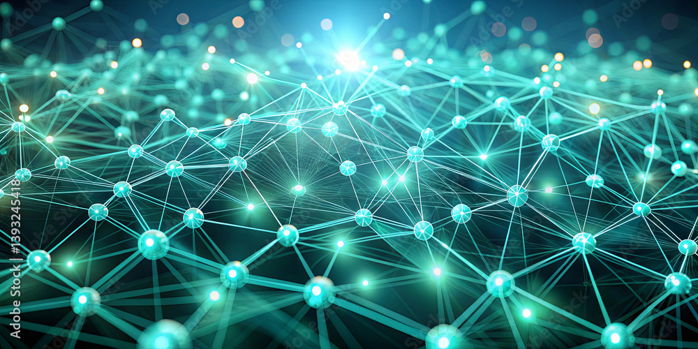 Poster a dynamic network of luminous nodes and lines creates a visually engaging digital landscape. the sce