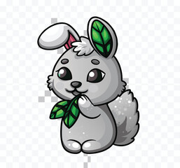 Adorable Kawaii Bunny Sticker: Fluffy White Rabbit with Rosy Cheeks and Sparkling Eyes, Perfect for Adding Cuteness to Your Notebooks, Journals, and Accessories