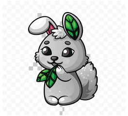Adorable Kawaii Bunny Sticker: Fluffy White Rabbit with Rosy Cheeks and Sparkling Eyes, Perfect for Adding Cuteness to Your Notebooks, Journals, and Accessories