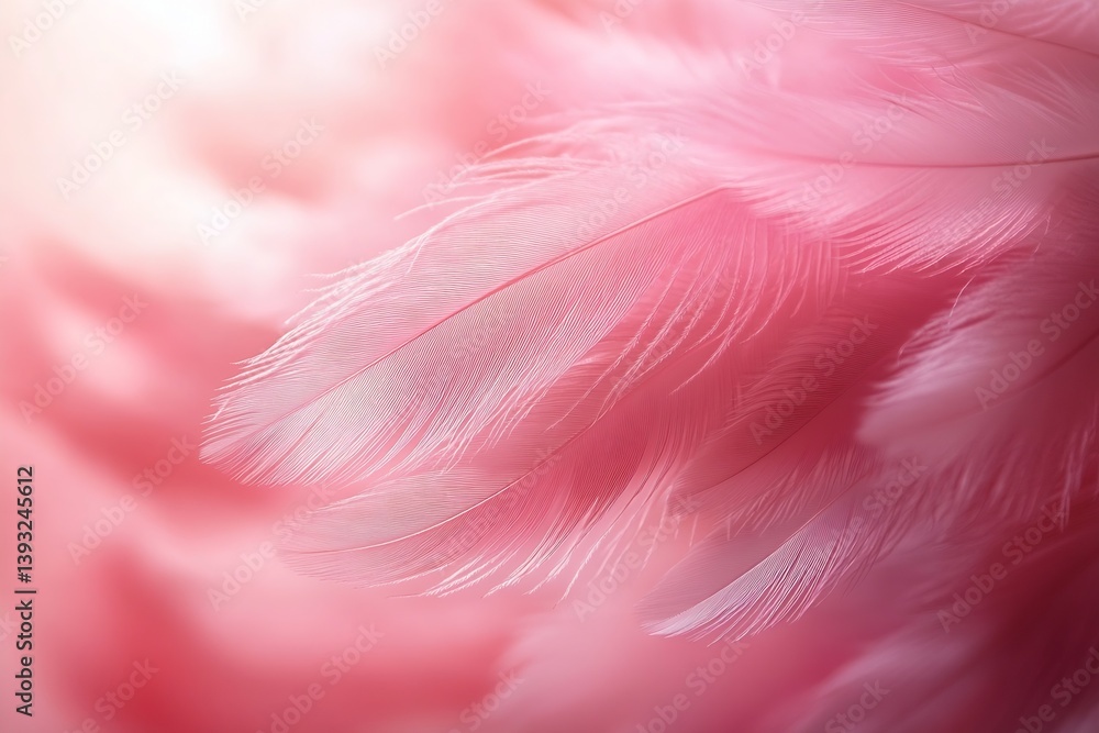 Aufkleber soft pink feathers closeup with gentle light delicate texture for feminine designs : generative ai