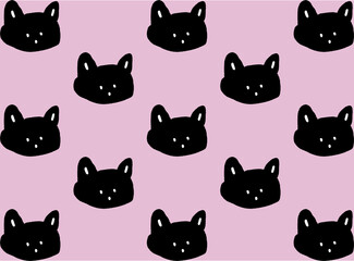 Cat Pattern Vintage Design Vector Textile
