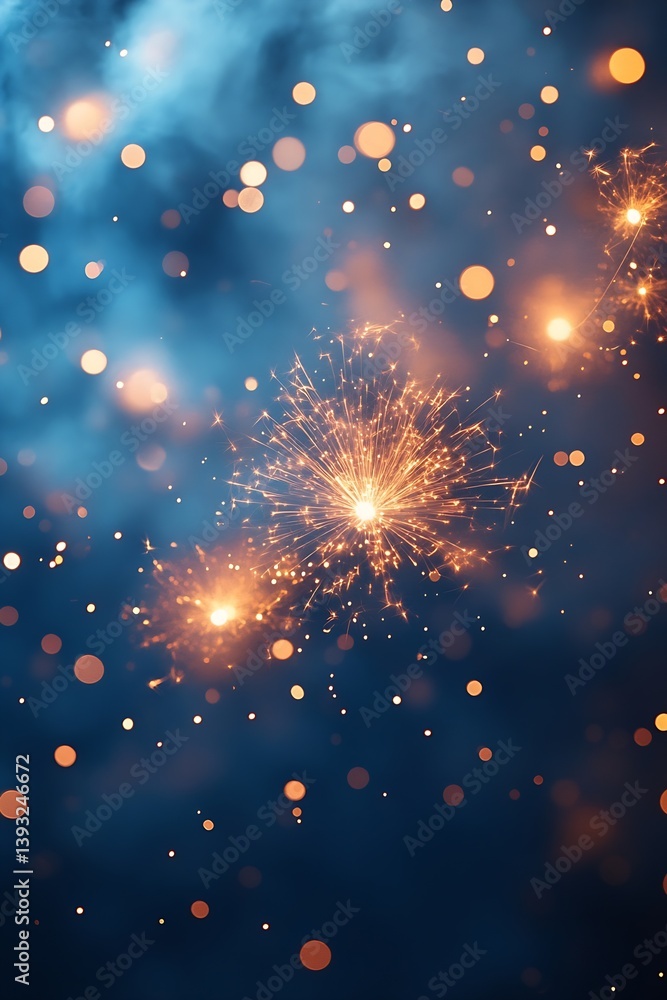Poster sparklers in the dark festive celebration new year's eve fireworks abstract light effects bokeh : ge
