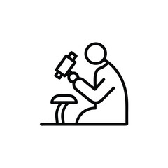 Scientist Using Microscope In Laboratory Outline Icon Scientific Research Concept