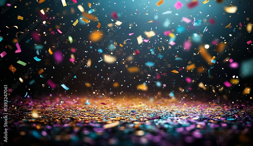 Leinwandbilder glittering scatter of confetti in a mix of colors creating an energetic and joyful mood : generative