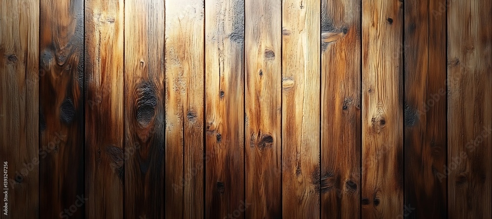 Aufkleber rustic wood panel background with warm brown tones and natural grain texture for interior design and