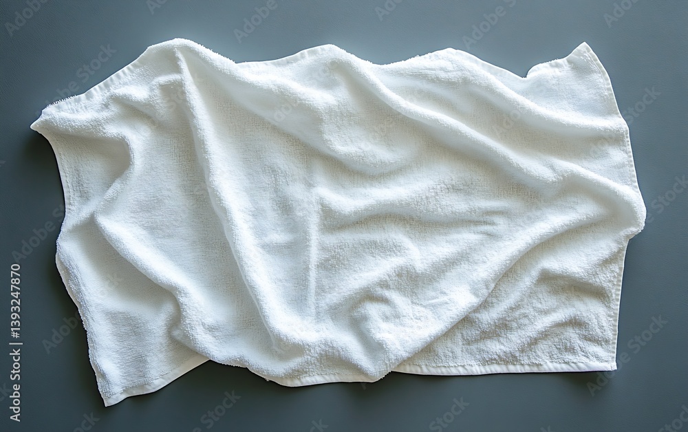 Poster simple white terrycloth towel folded on a gray surface for cleanliness and minimalist design : gener