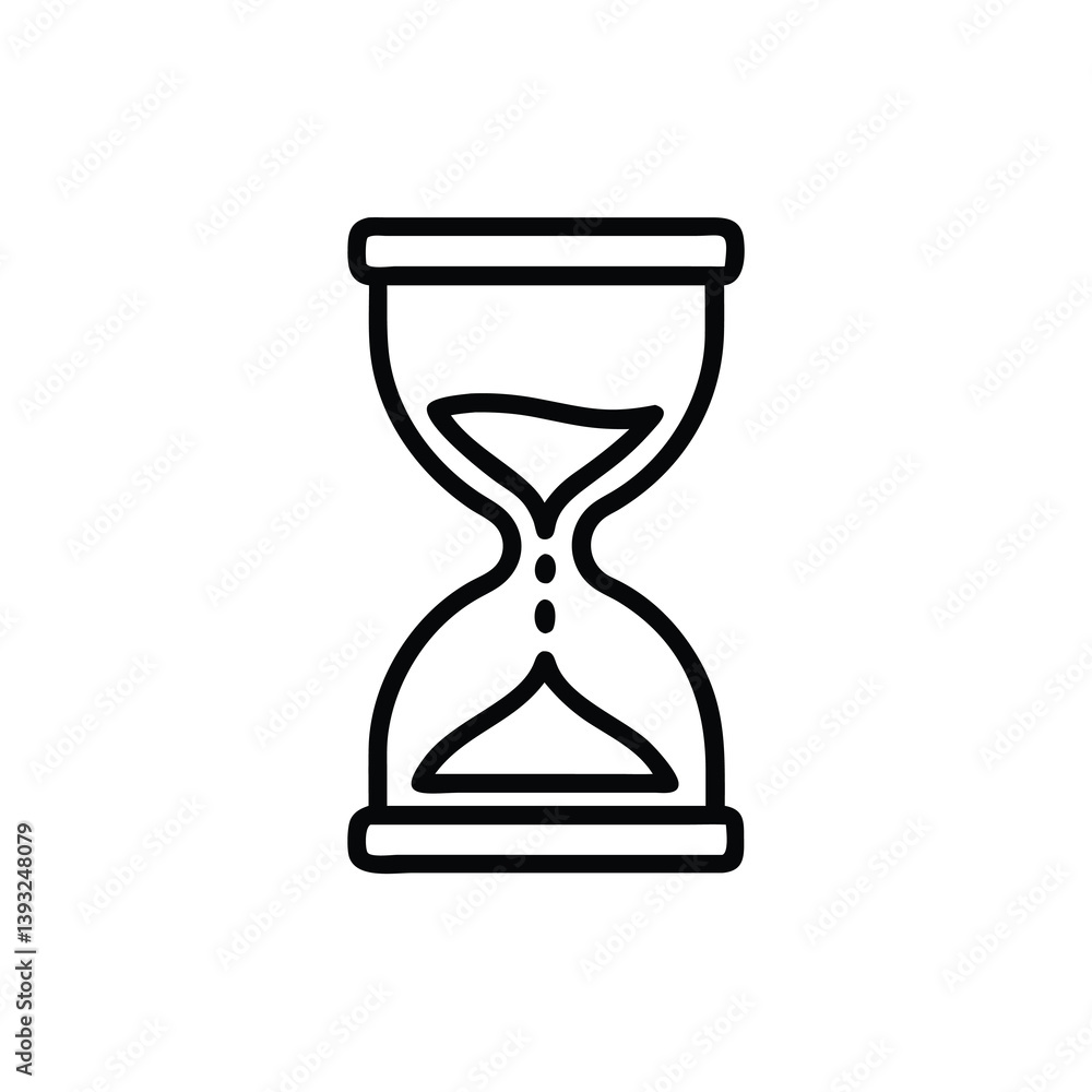 Poster sandglass outline icon representing time deadline urgency and passing moment isolated